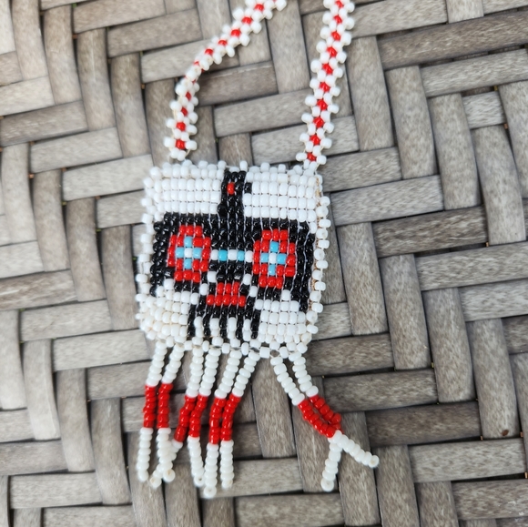 Handmade Vintage Native American seed bead necklace - Picture 2 of 7